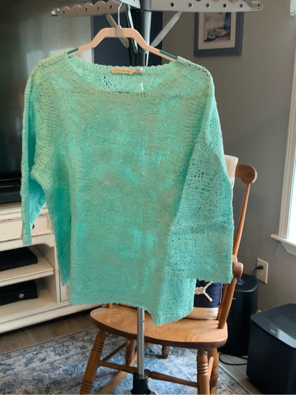 Light Aqua Knit Women's Sweater - Relaxed Boatneck
